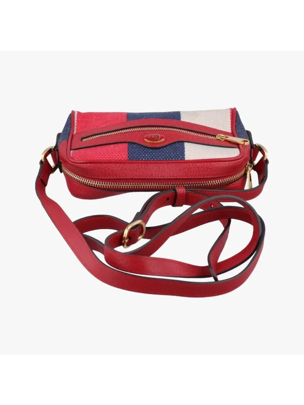 ★SOLD★ Gucci Ophidia Red Navy Ivory Canvas Leather Messenger - Picture 8 of 15